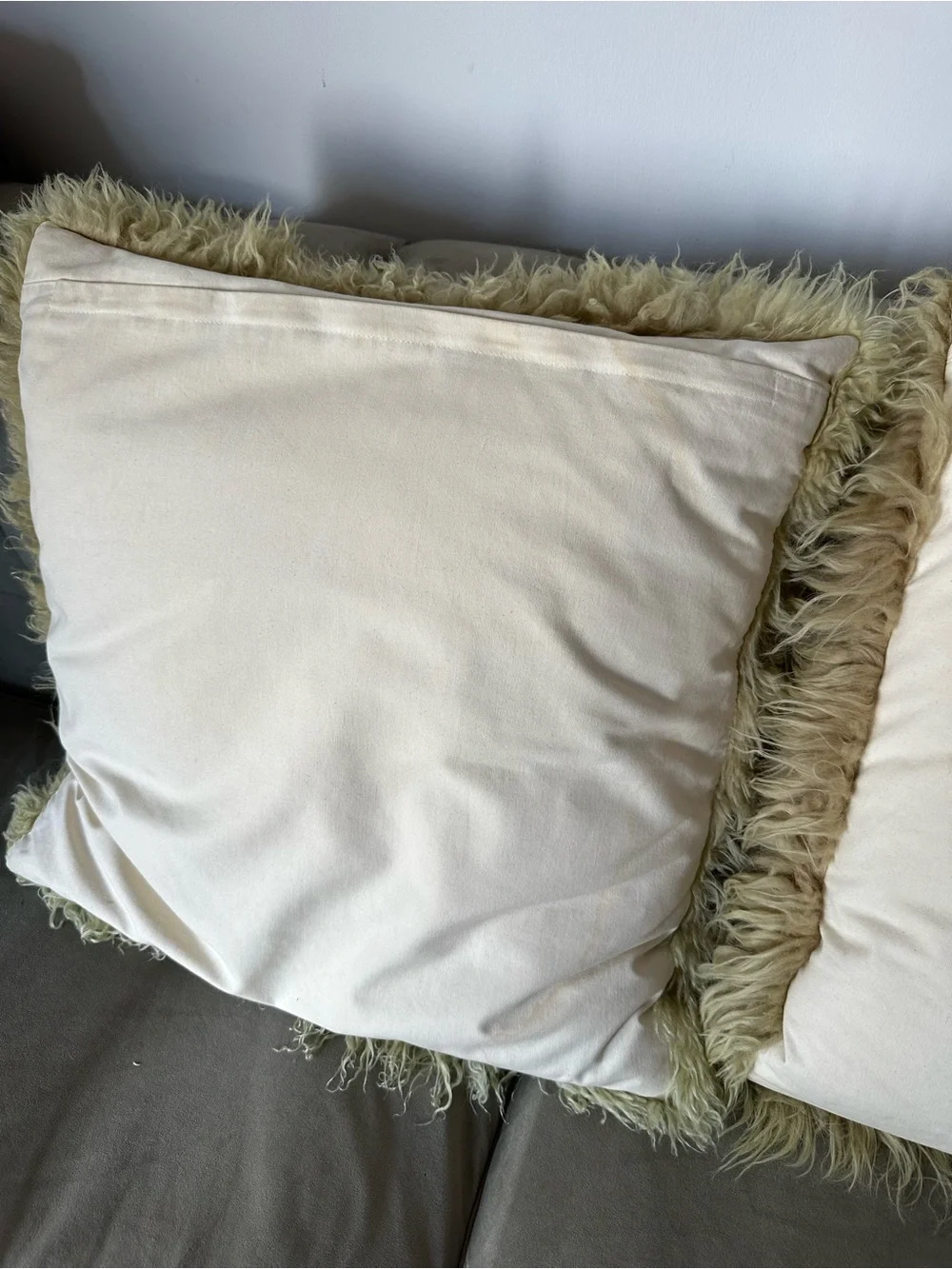 Set of Two Decorative Sheep Wool Pillows